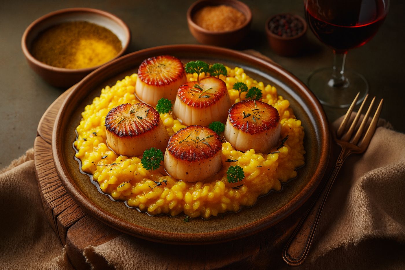 Saffron Risotto with Scallops