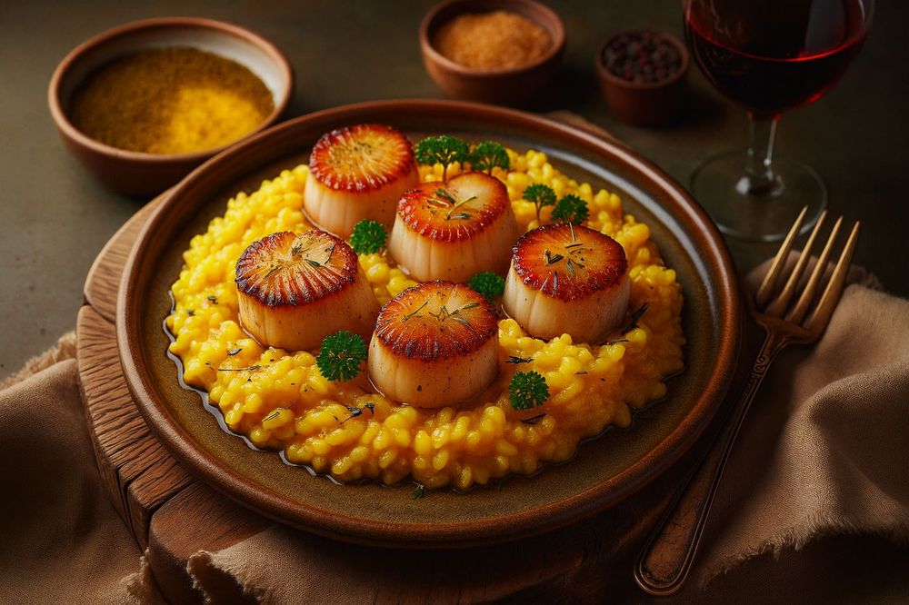 Saffron Risotto with Scallops