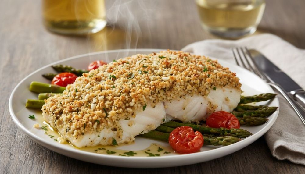 Garlic Parmesan Crusted Halibut