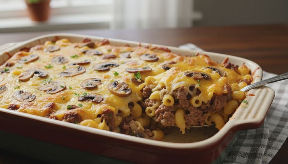 Mushroom and Swiss Burger Casserole