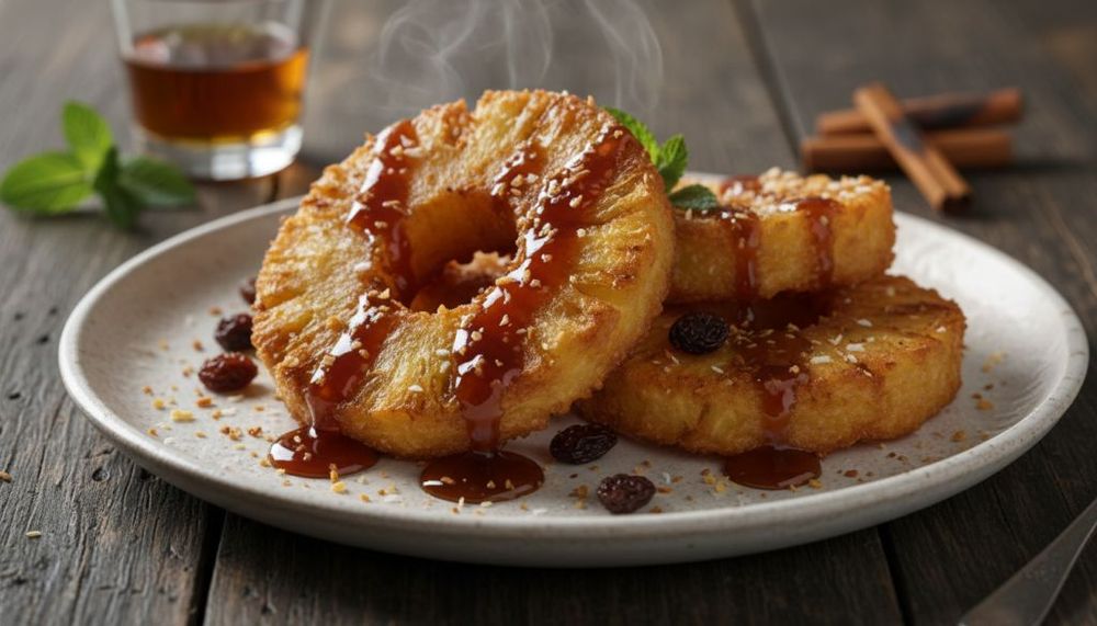 Rum Soaked Fried Pineapple