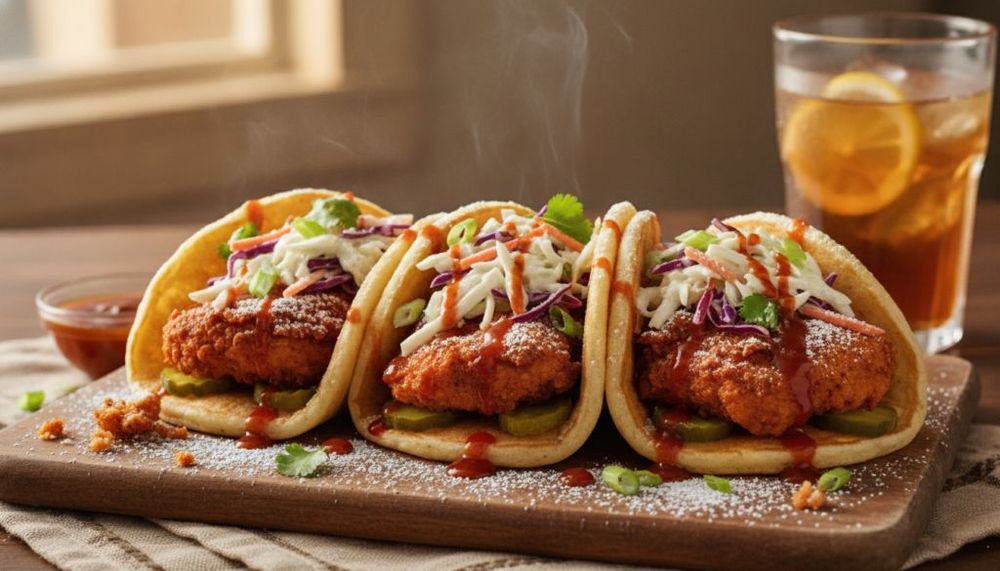 Hot Chicken and Pancake Tacos