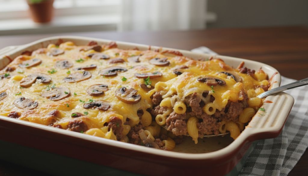 Mushroom and Swiss Burger Casserole