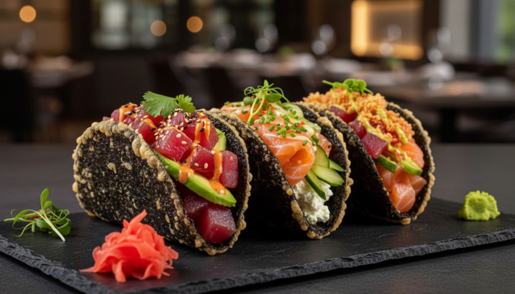 Sushi Tacos with Salmon and Tuna