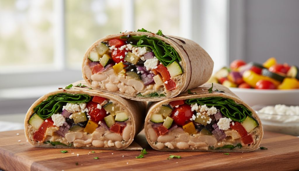 White Bean & Roasted Veggie Wraps