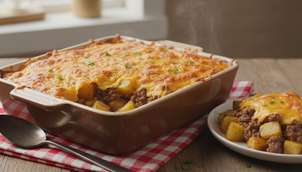 Cheesy Ground Beef & Potato Casserole