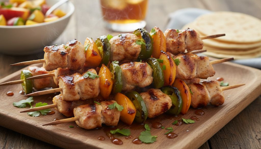 Jalapeño Peach Chicken Skewers