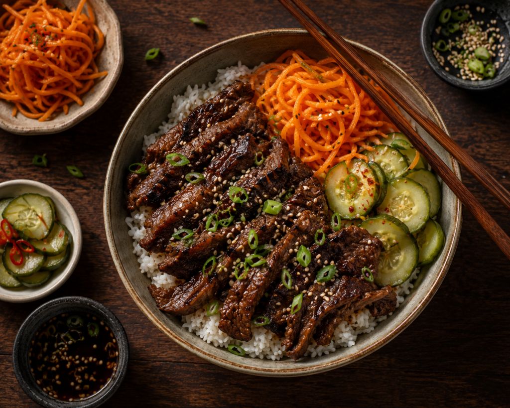 Korean BBQ Beef & Pickled Veggie Rice Bowls