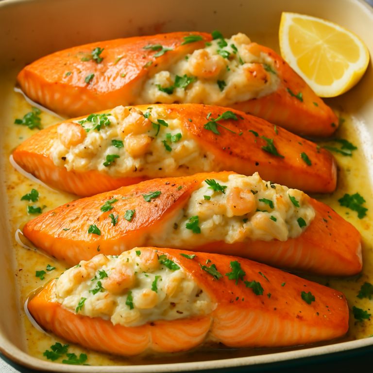 Crab and Shrimp Stuffed Salmon