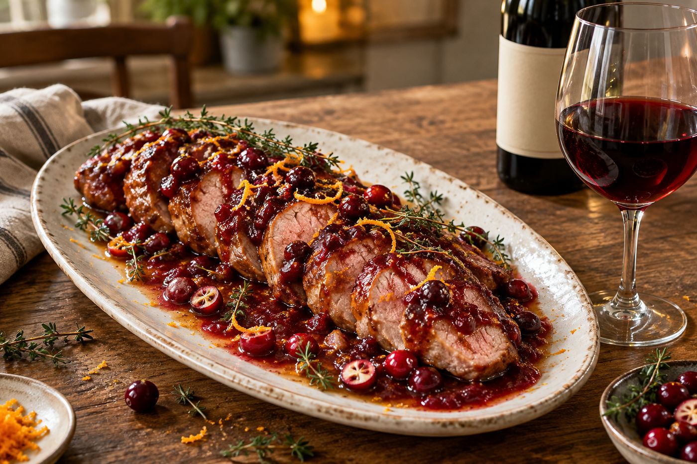 Glazed pork tenderloin with cranberries