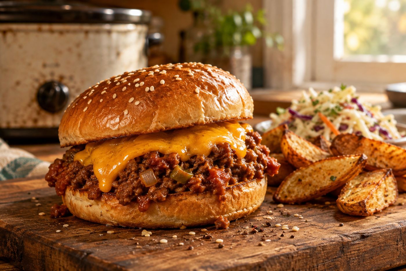 Sloppy joe sandwich on a bun
