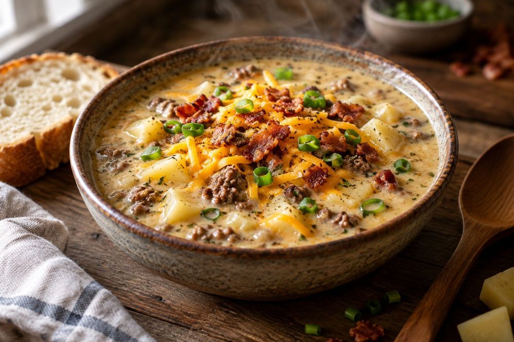 Creamy Potato and Hamburger Soup