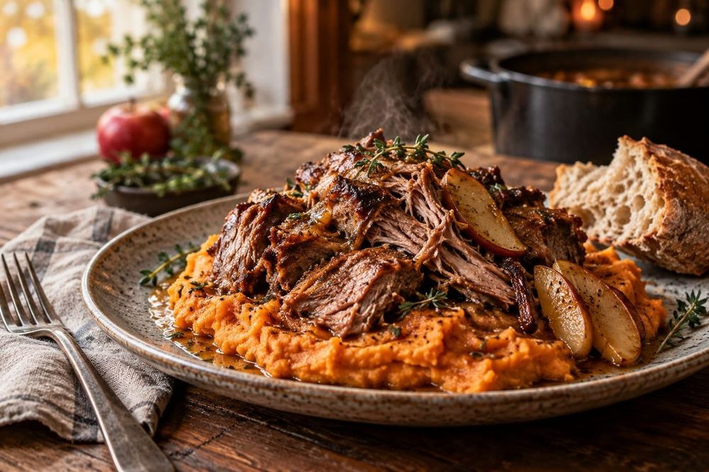 Apple Cider Pork & Sweet Potato Mash