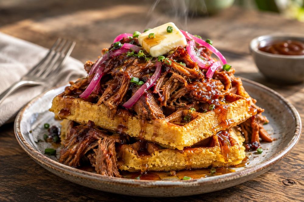 Pulled Pork Cornbread Waffles