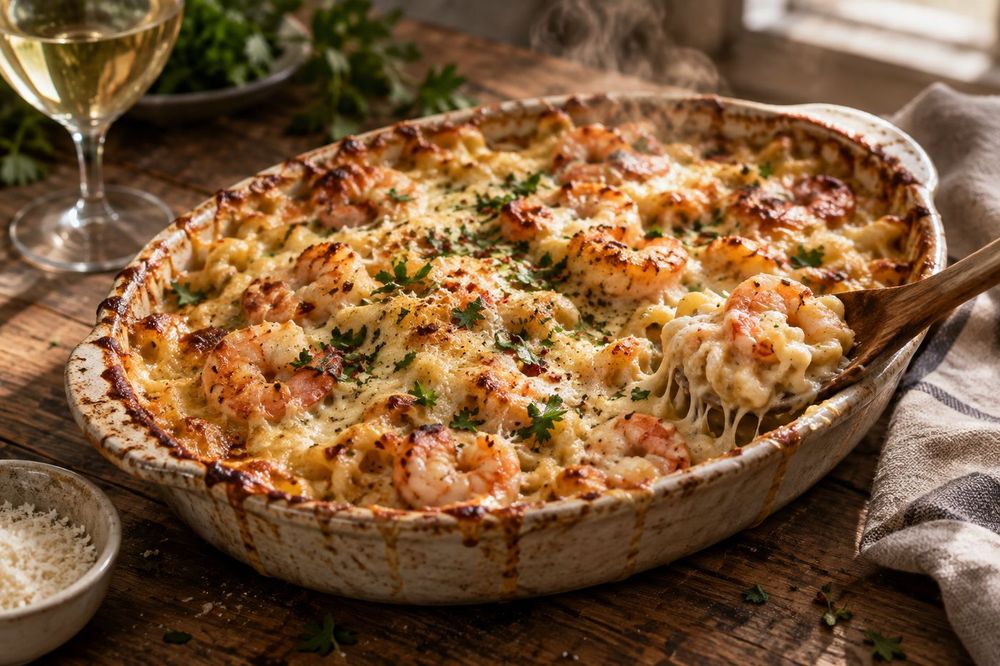 Creamy Shrimp Pasta Bake