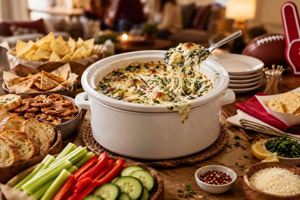 Easy Crockpot Spinach Artichoke Dip