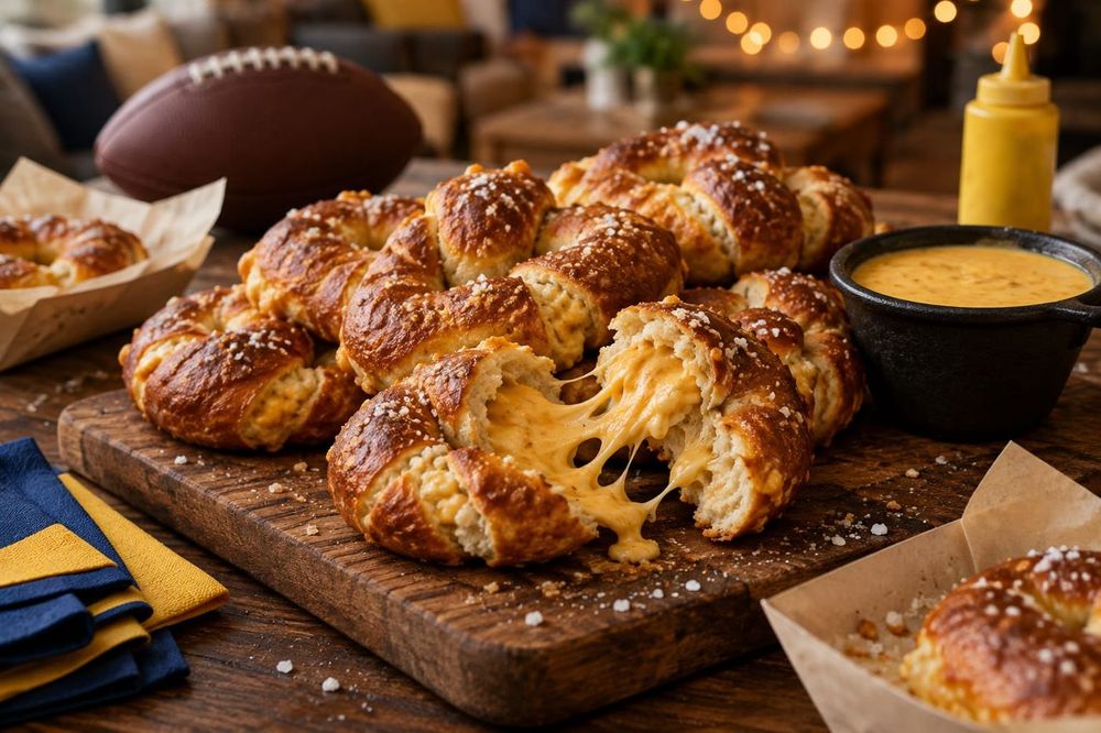 Beer Cheese Stuffed Soft Pretzels