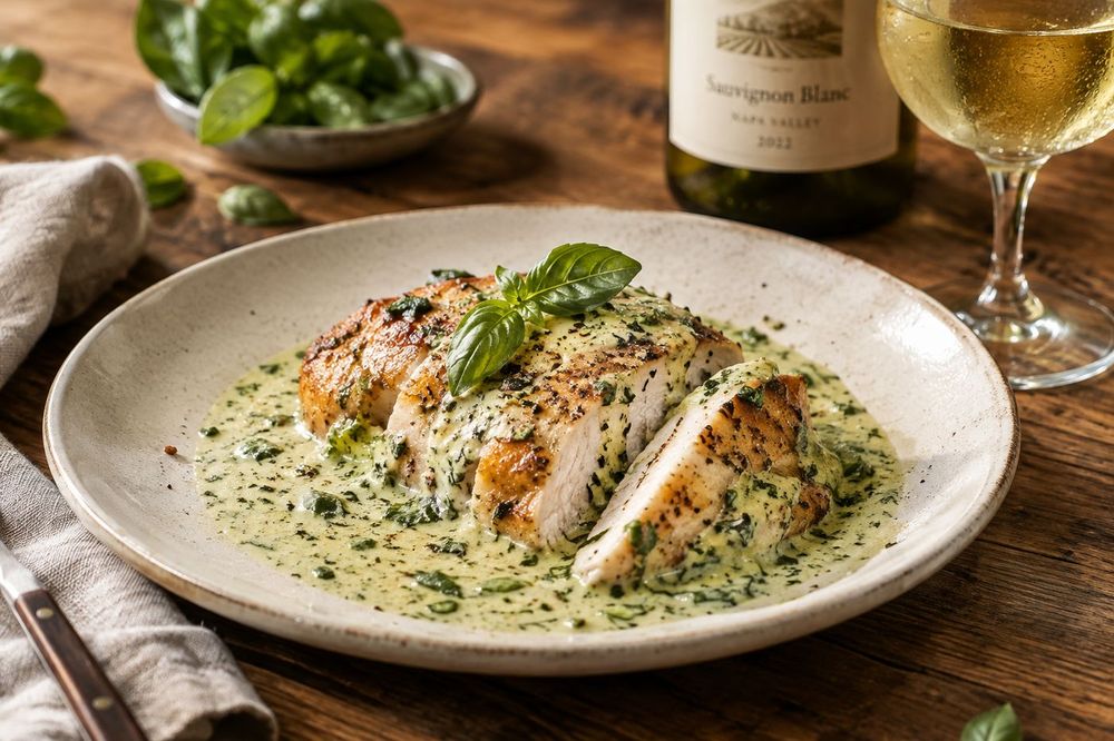 Chicken in Basil Cream Sauce