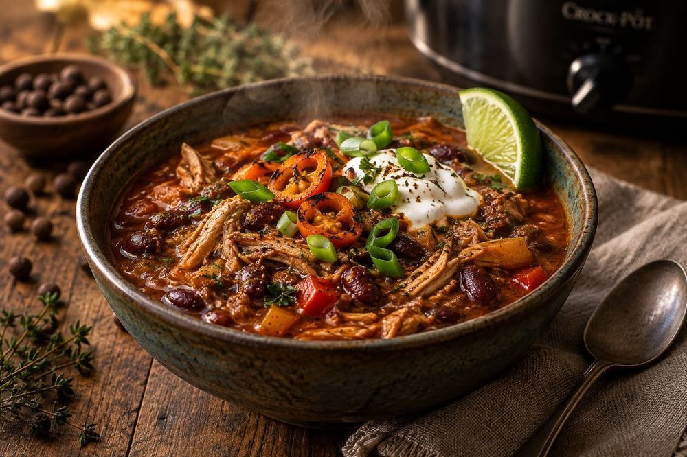 Slow Cooker Jamaican Jerk Chicken Chili