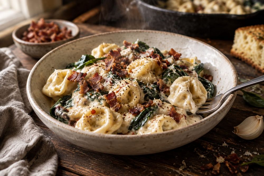 Creamy Bacon Cream Cheese Tortellini