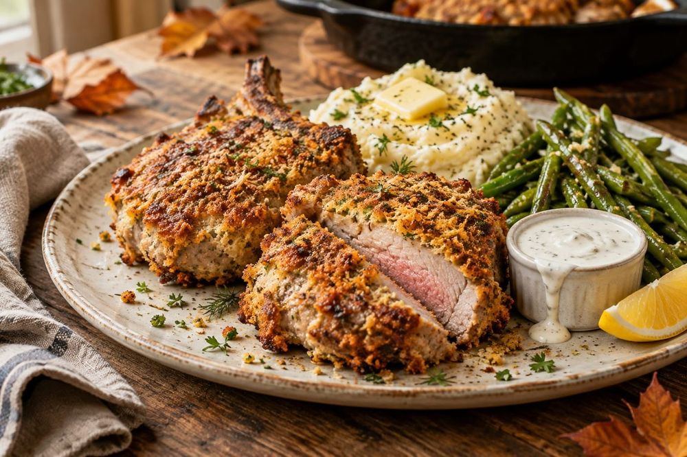 Juicy Crispy Ranch Pork Chops