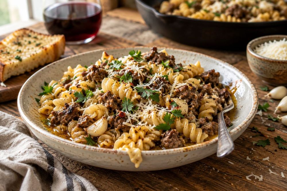 Garlic Butter Beef Pasta