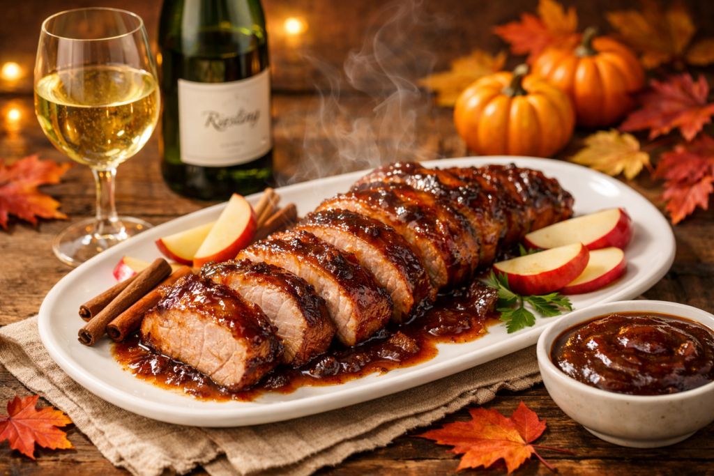 Slow Cooker Apple Butter Glazed Pork Tenderloin