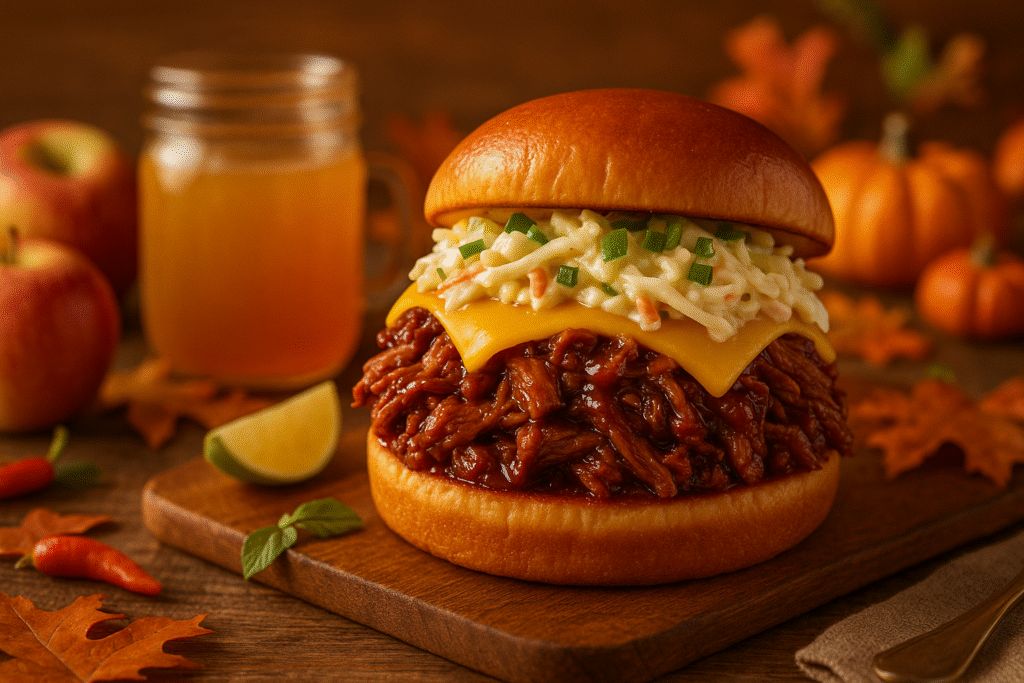 Apple Cider Pulled Pork Harvest Burger