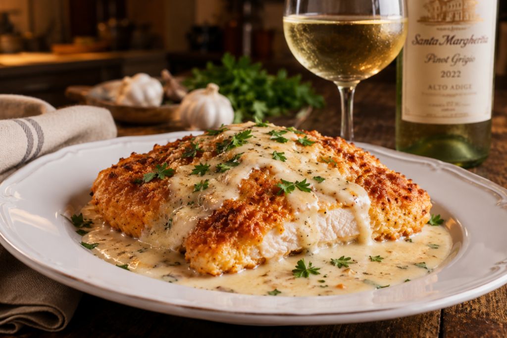 Crispy Parmesan Chicken with Garlic Sauce