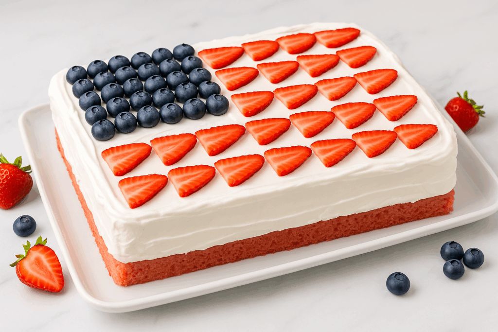 Strawberry Jello Flag Cake