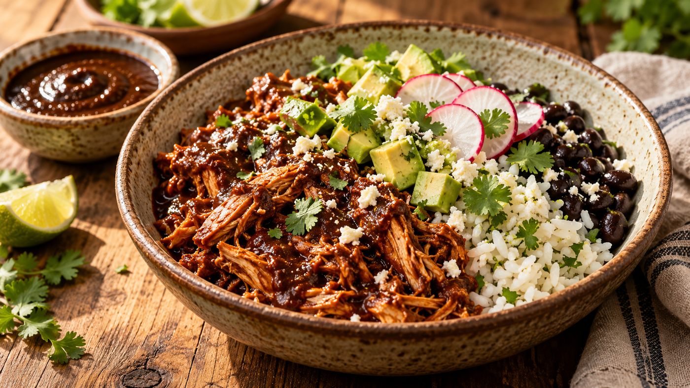 Mole-Spiced Chicken & Black Bean Rice Bowls