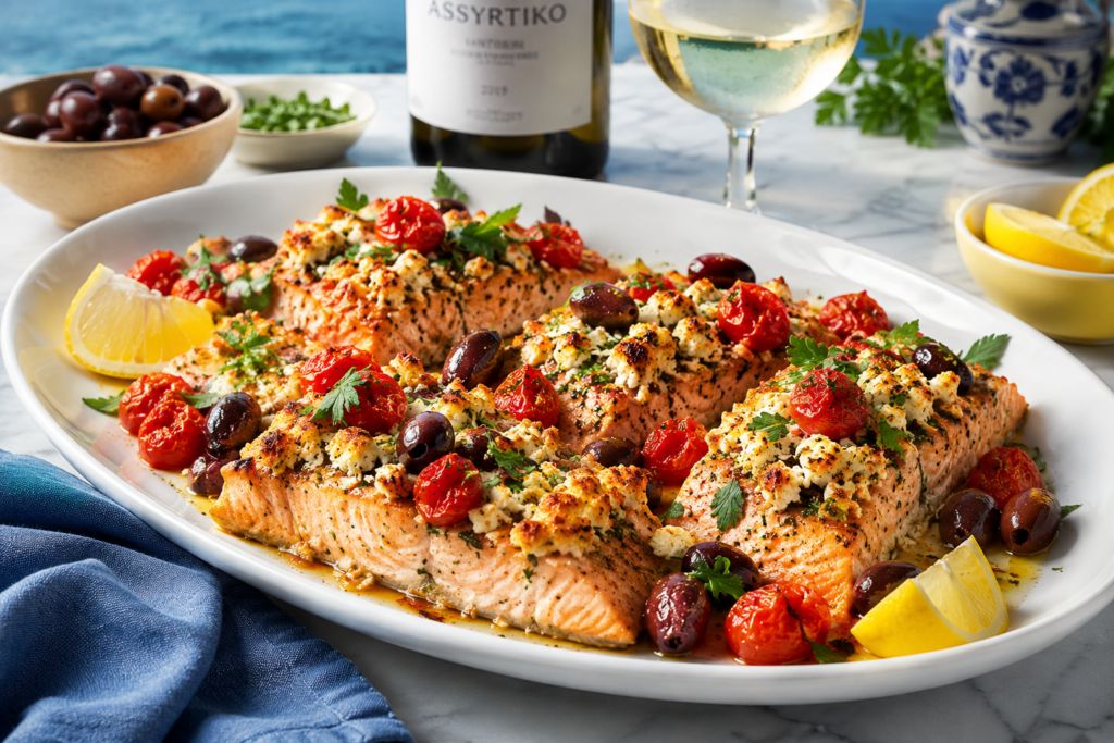 Mediterranean Feta Baked Salmon