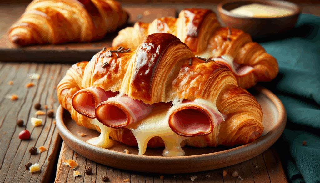 Baked Ham and Cheese Croissants