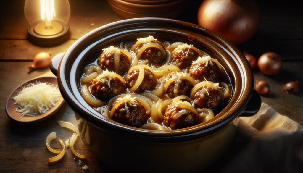 Crockpot French Onion Meatballs