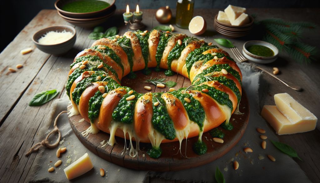 Cheesy Pesto Wreath