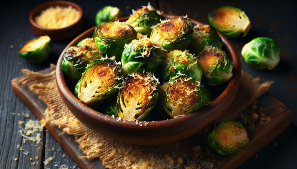 Crispy Parmesan Crusted Roasted Brussels Sprouts