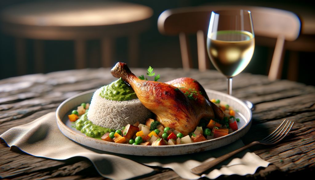 Peruvian Chicken & Rice with Green Sauce