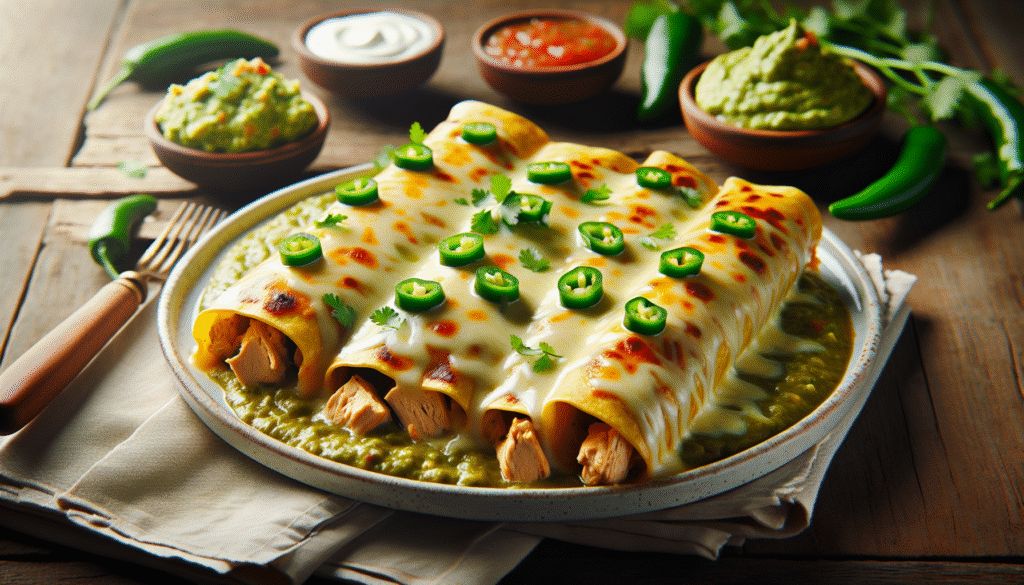 Green Chile Pepper Jack Chicken Enchiladas