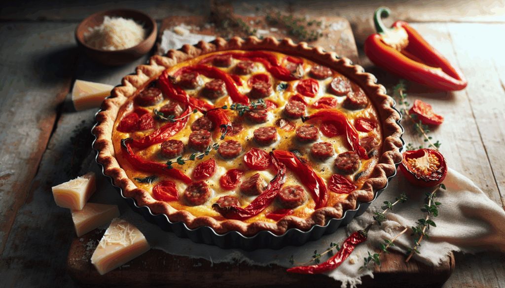 Roasted Red Pepper and Sausage Quiche