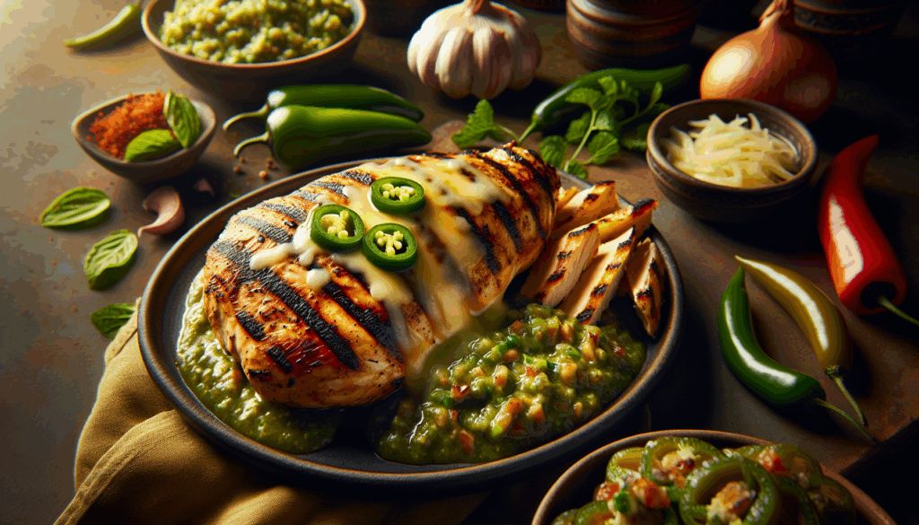 Grilled Salsa Verde Pepper Jack Chicken