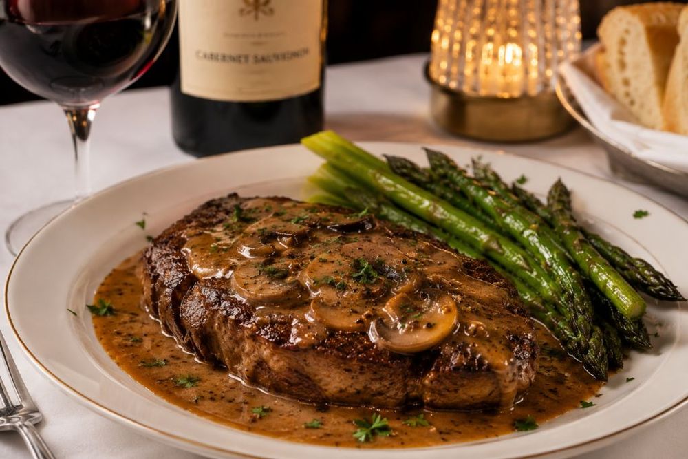 Steak Diane with Asparagus