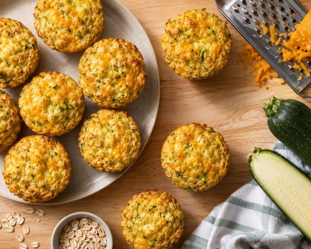 Zucchini Cheddar Egg & Oat Breakfast Cups