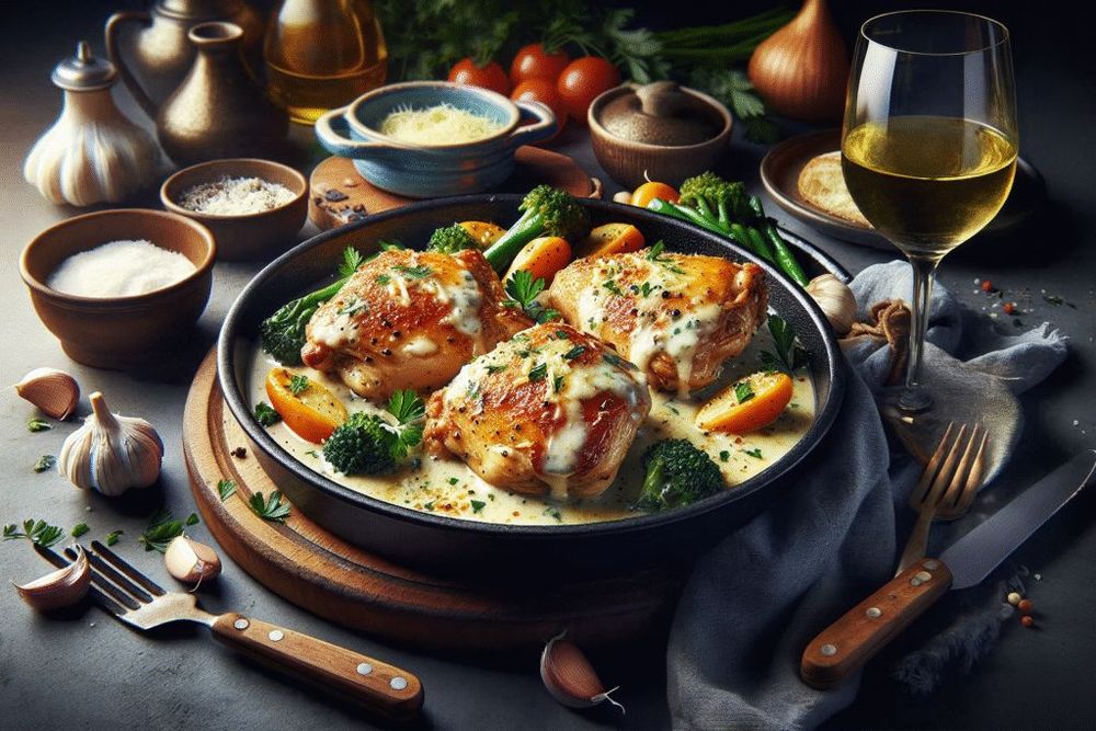 Creamy Garlic Parmesan Chicken Thighs