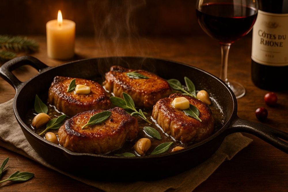 Juicy Garlic Baked Pork Chops with Sage Butter