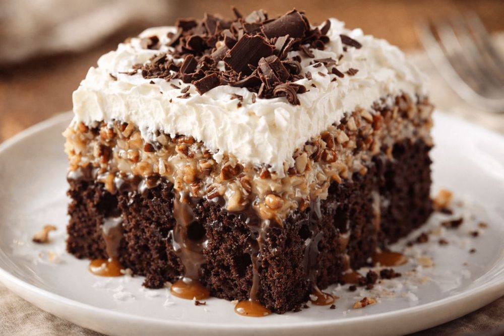 German Chocolate Poke Cake