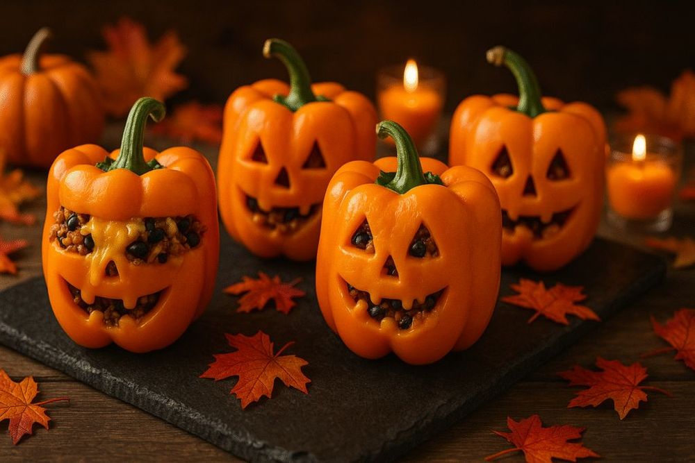 Jack-O’-Lantern Stuffed Peppers
