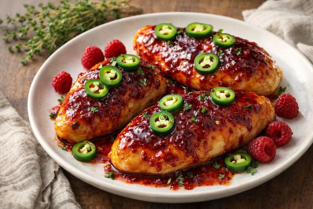 Sweet and Spicy Jalapeño Raspberry Chicken