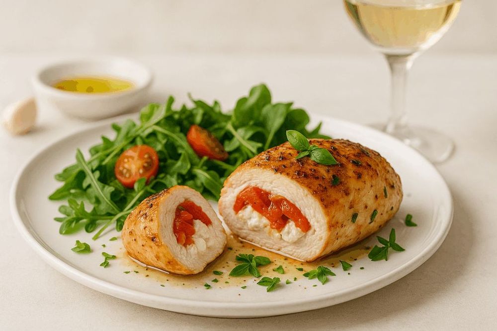 Roasted Red Pepper and Goat Cheese Stuffed Chicken