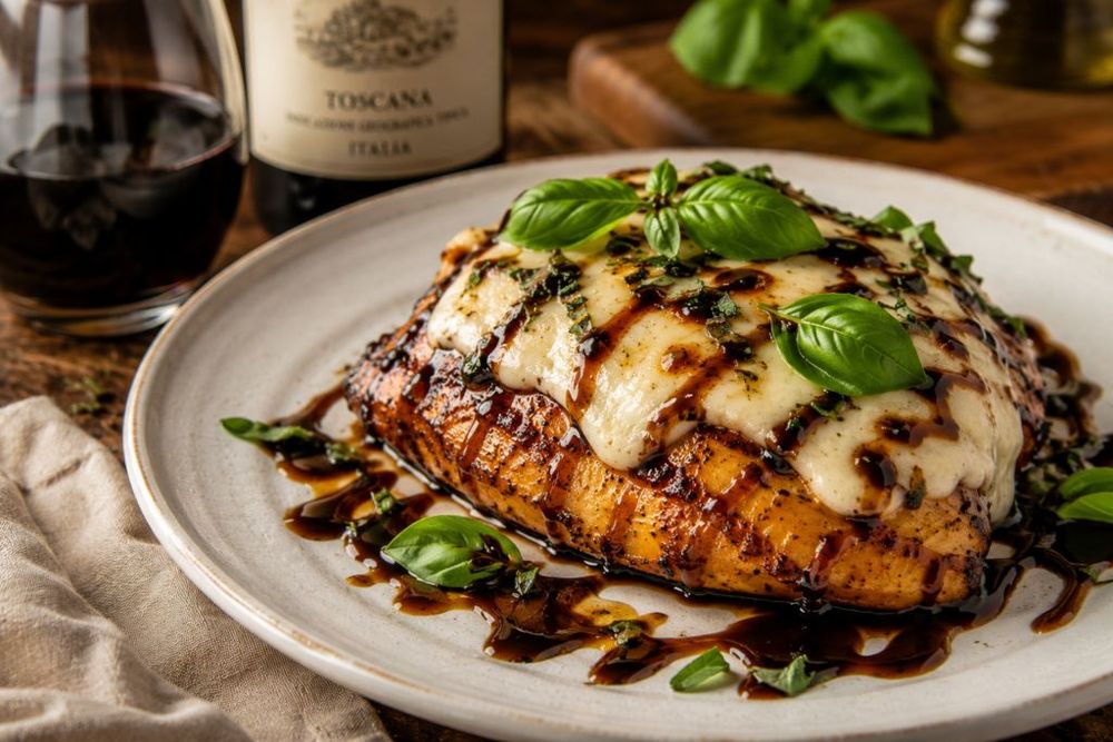 Balsamic Baked Chicken Breast with Mozzarella Cheese