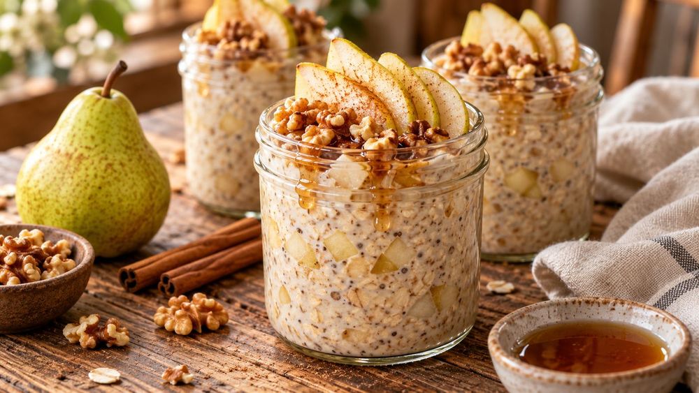 Spiced Pear & Walnut Overnight Oat Jars
